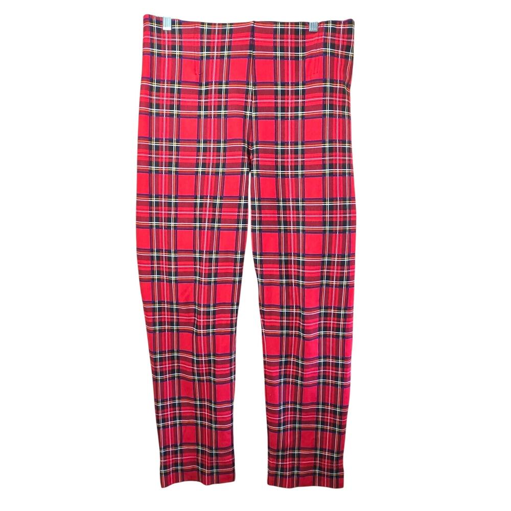 Red Plaid Pull On Leggings Size 3X